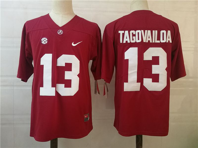 Men Alabama Crimson Tide #13 Tagovailoa Red Nike 2025 NCAA Jersey->ncaa teams->NCAA Jersey